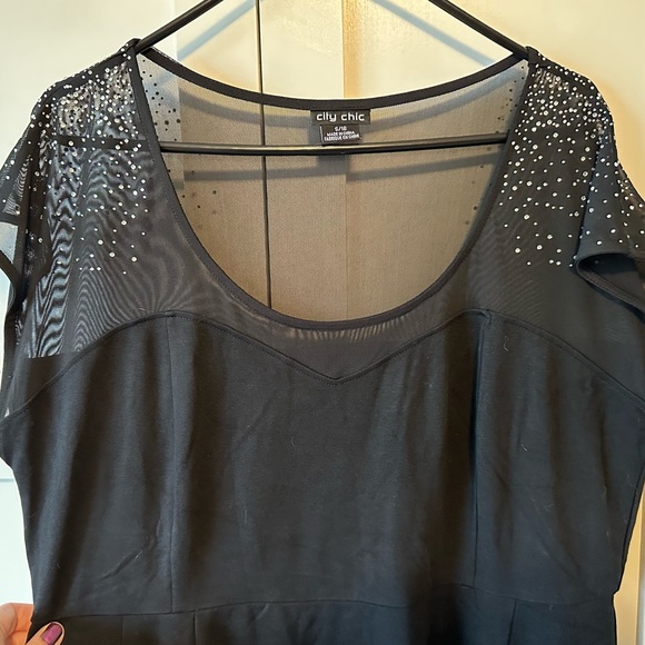 City Chic black rhinestone and mesh minidress size 16 - Picture 7 of 9